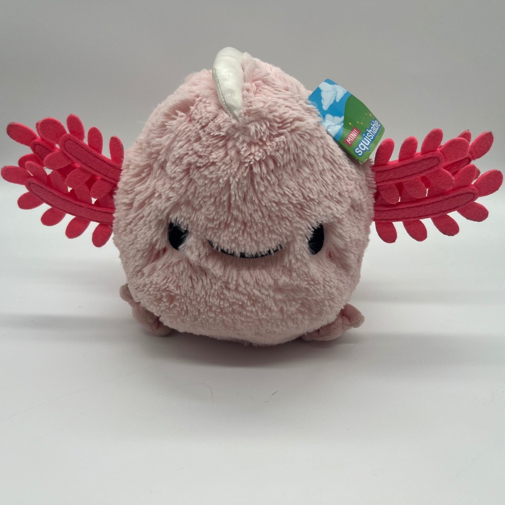 Mini Squishable Pink Axolotl Plush Stuffed Animal Toy Round Fuzzy Pink Soft Toy